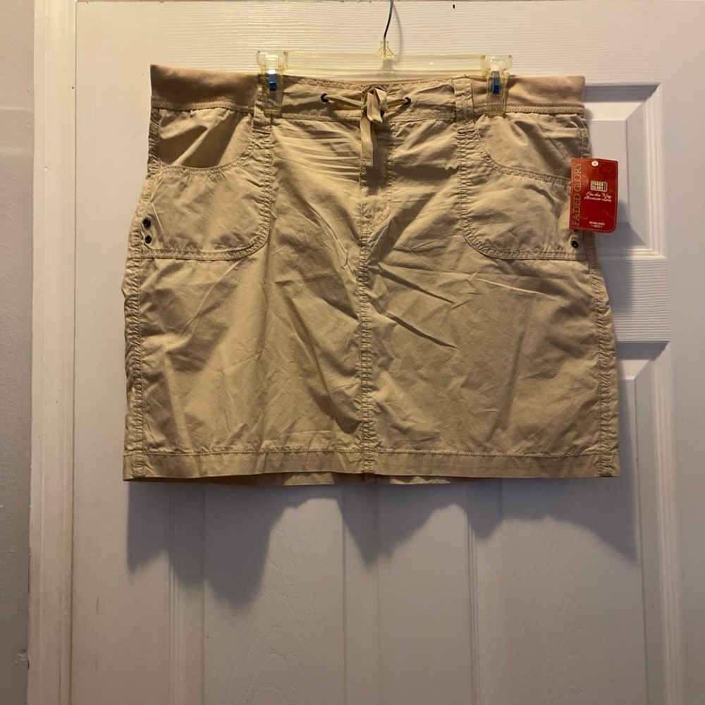 Faded Glory Tan Mini Cargo Skirt Casual Resort Wear